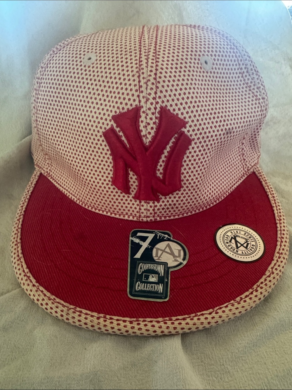Red Mesh Baseball Cap with Embroidered Logo